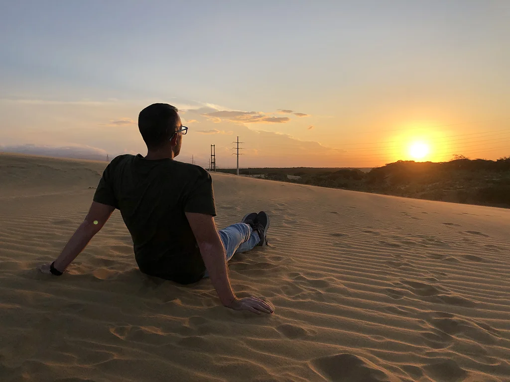 Atardecer en los Médanos de Coro durante mi viaje con discapacidad visual por Falcón
